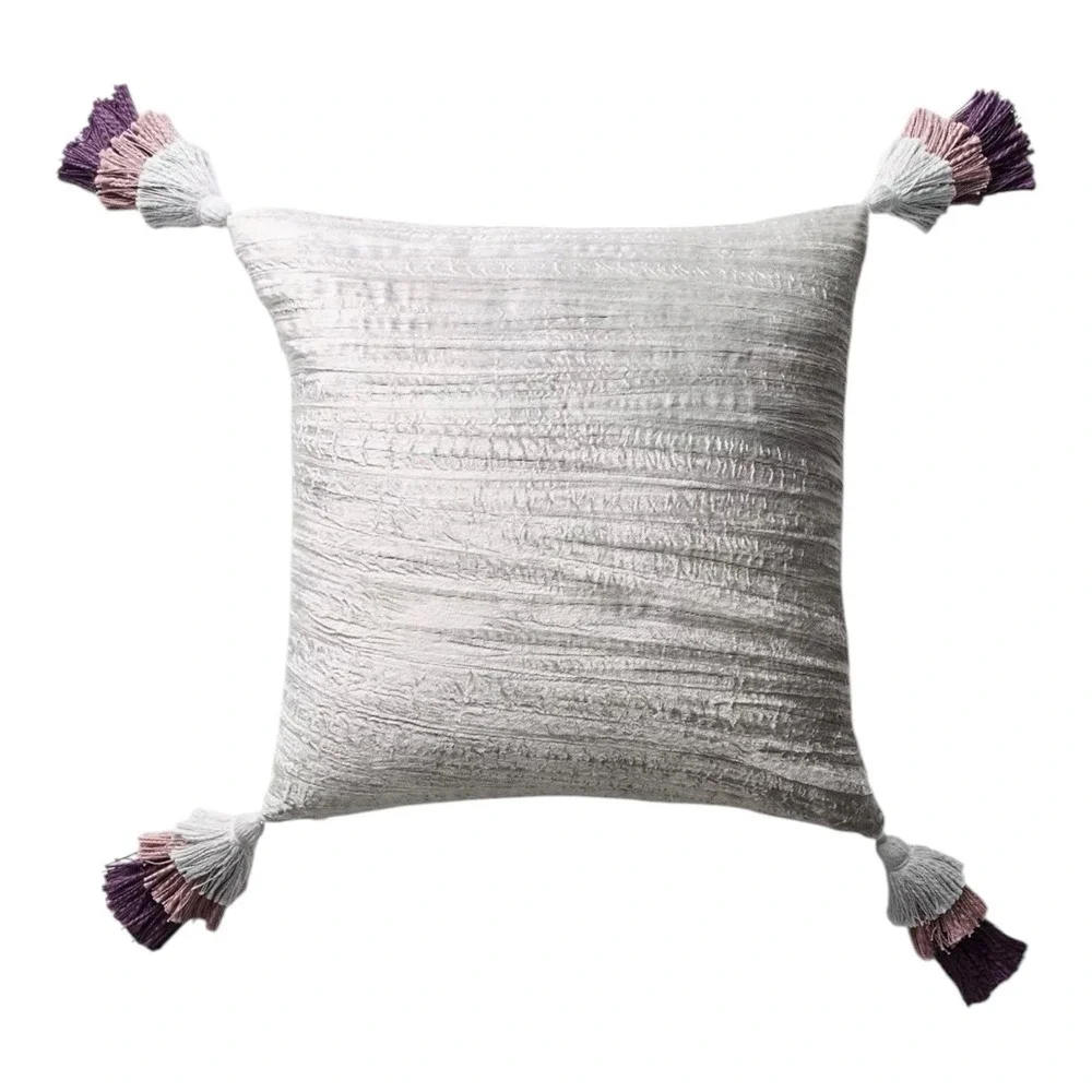 Anthropologie Pillow 2 Sided Velvet Tasseled Boho Classic Quiet Luxury